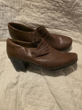 Clarks Collection Women's Brown Leather Heeled Boots